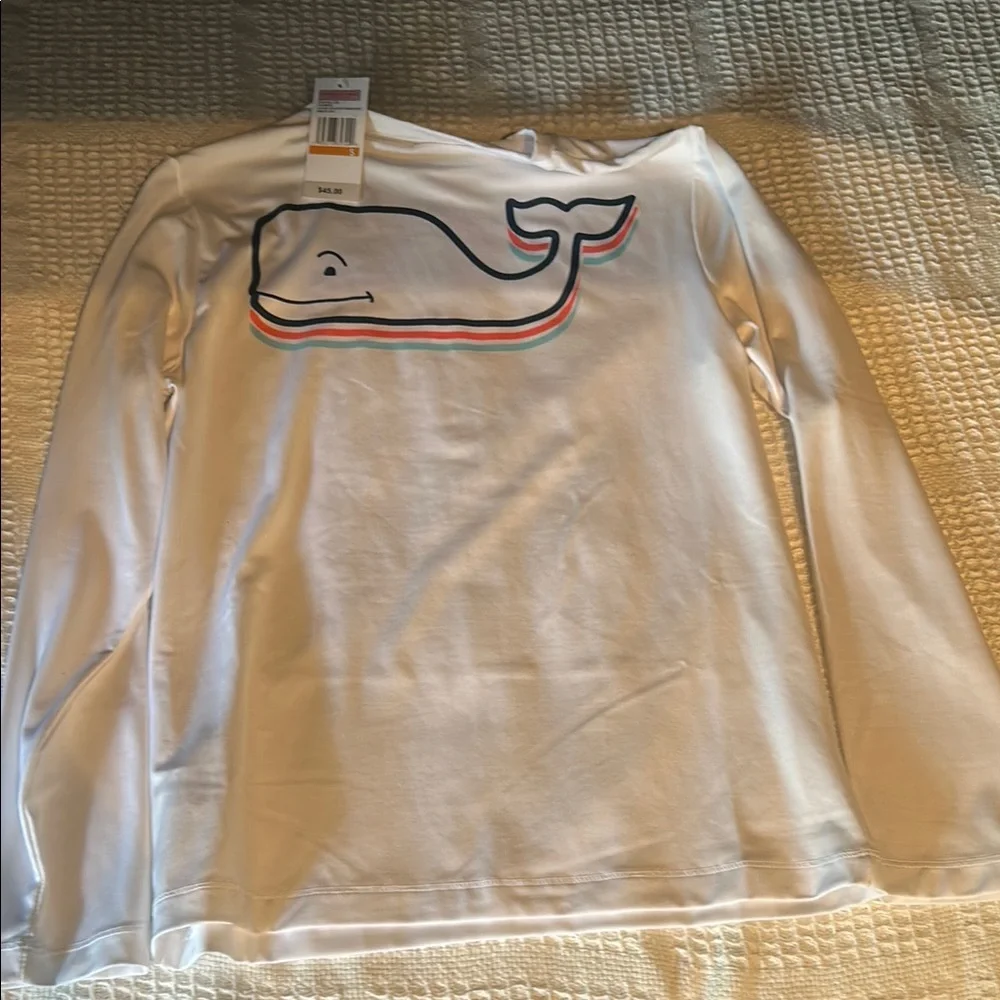 Vineyard Vines Kids White Performance Long-Sleeve Tee